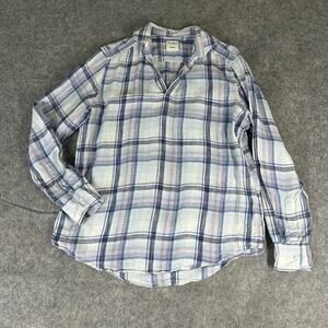 MURANO BAIRD McNUTT Linen Plaid Shirt Mens Size Large Pullover Lightweight